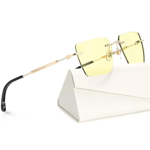 Image of ANYLUV Rimless Blue Light Glasses for Women /Men, Fashion Lightweight Blue Light Blocking Glasses with Stylish Metal Temples