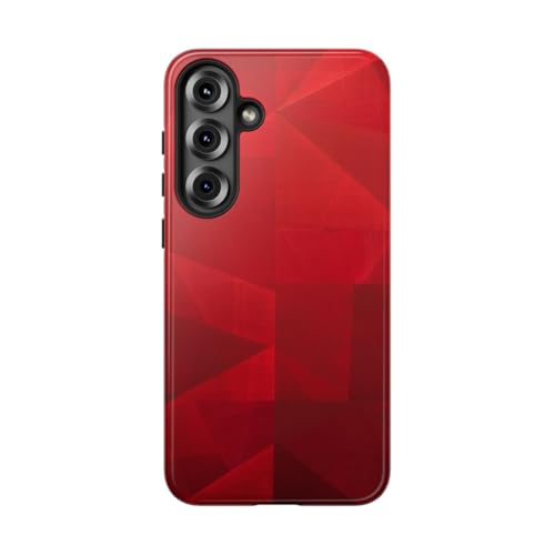 Coque rigide brillante Samsung S25 Plus motif géométrique abstrait rouge