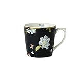 Material: Porzellan Laura Ashley - Becher/Tasse - Midnight Uni - Porzellan - Weiss/Schwarz/Florales Muster - Volumen: 240ml - spülmaschinengeeignet