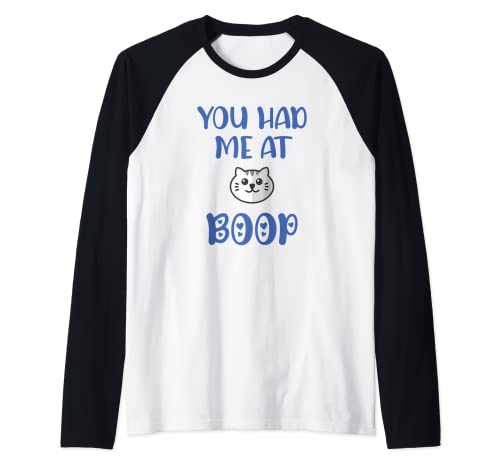 Funny Cat Lover You Had Me at Boop Cute Kitty Boop the Snoot Raglan Baseball Tee