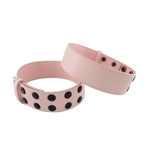 QUYUWOWO Wristband Wrist Armor Leather Bracers Adjustable Armband Harness Belt for Men Women 2PCS (Pink-Armband)