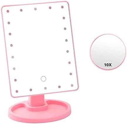 LED Touch Sn 22 Light Makeup Mirror Desktop Make up 10X Magnifying Beauty Vanity Mirror Lighting Detachable/Storage Base (Color : C)