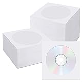 1000 PCS White Paper CD DVD Sleeves Envelope Holder with Clear Window and Flap, Thick CD Paper Sleeves Storage Cases Holder DVD Cases Media Storage, 80g