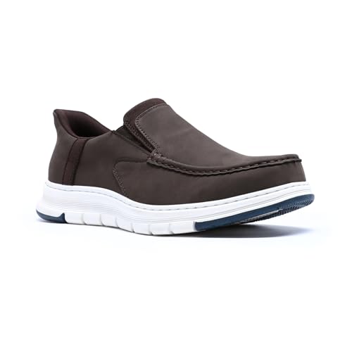 Mocasines de cuero Allthemen: diseño retro con puntera redonda y acabados de alta calidad
