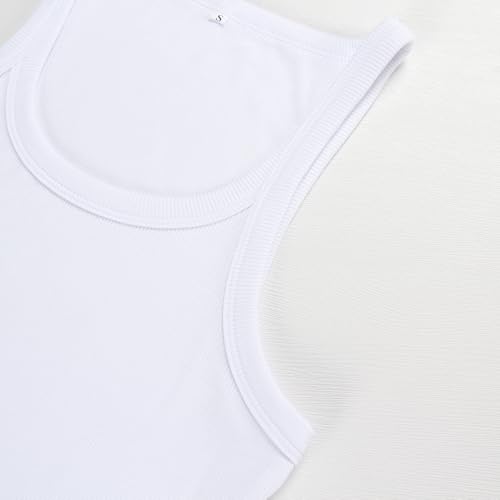 GEMBERA Womens Scoop Neck Soft Lightweight Ribbed Knit Modal Sleeveless Fitted Basic Cropped Tank Top Shirts3