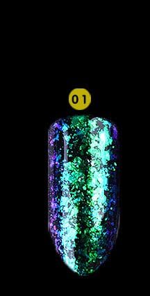 Bling Nail Flecks Powder 1 Box 0.2g Transparent Chameleon Flakes Multichrome Nail Powder Powder Shimmer Nail Art Glitter Dust Galaxy Glitter Powder