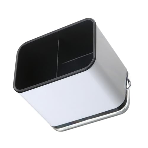 BIUDECO 家用キッチン多機能箸ホルダー 仕切り付きコンパートメント 水切り収納ボックス ブラック 調理器具整理用 食器用トレー付き