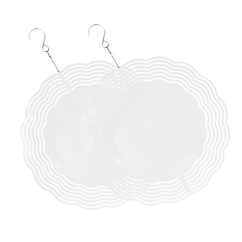 ifundom 1set Blank DIY Wind Spinner Craft Sublimation Hanging Ornament for Garden Decor Easy to Install Rotatable for Patio Balcony 2pcs
