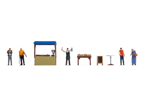 Noch 16228 animation de marché avec stand de poisson miniature H0 peint