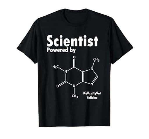 Científicos impulsados por la cafeína Ciencia Nerd Divertido Regalo Friki Camiseta, Hombre, Negro, L | Ya disponible en tu tienda friki favorita! En mundofriki.es!