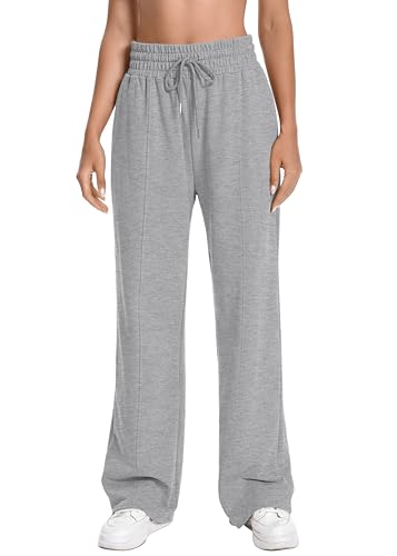 High Waisted Pants for Women, Cotton Straight Leg Sweat Pockets Drawstring Casual Baggy Sweatpants