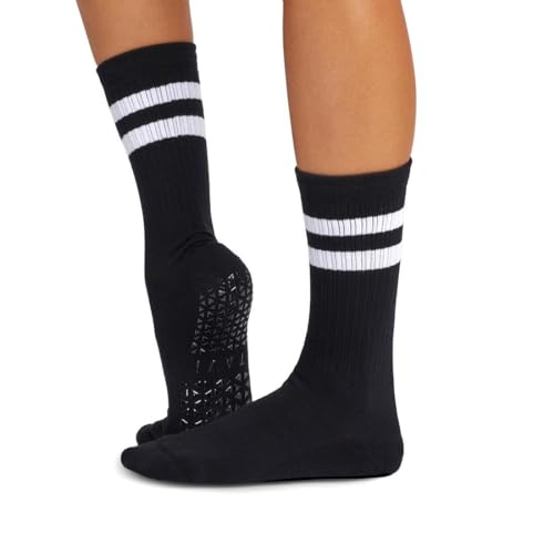 TAVI NOIR Kai Fashion Crew Grip Socks, Small, Ebony