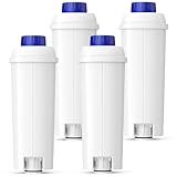 DLSC002 Water Filter Replacement Compatible With Delonghi Coffee Machines Activated Carbon Softener For De'longhi 5513292811 Ecam, Esam, Etam, Bco410, Bco420, Ec680, Ec800, Cfl-950, Ser3017, 4 Pack