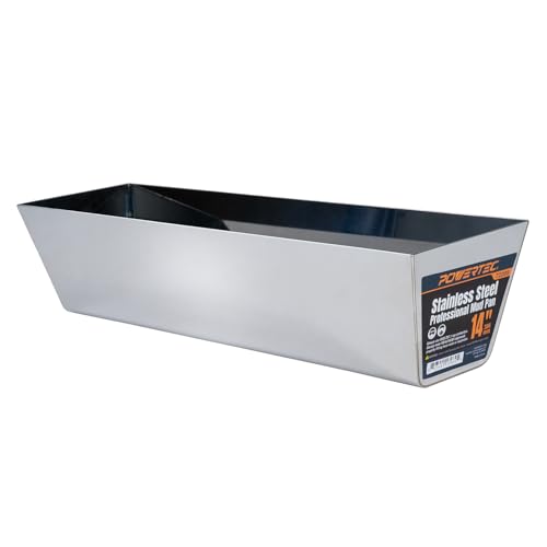 Image of POWERTEC 14 inch Stainless Steel Mud Pan, Drywall Tapping Repair Tool, Compound Holder (72205)