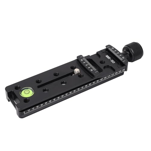 Jectse 150mm Rail Nodal Slide Metal Quick Release Clamp, Double Dovetail Focusing Rail Plate with 1/4 Camera Screw & Bubble Level for Camera Mounting Microphone Flash Panel Light