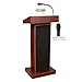 Pemberly Row Sound Lectern with Wireless Handheld Microphone, 40W Amplified Podium with Lamp, Casters & Multimedia Inputs, Mahogany