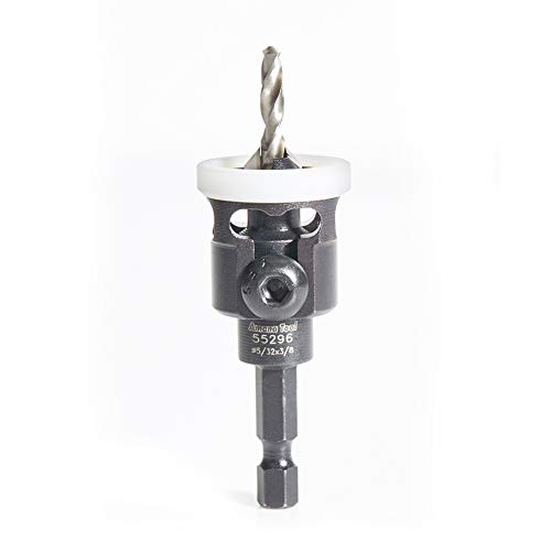 Amana Tool 82 Degree Countersink with Adjustable Low Friction Drill Bit Depth Stop, 55296, 3/8 D x 5/32 Drill D x 1/4 Inch Quick Release Hex Shank