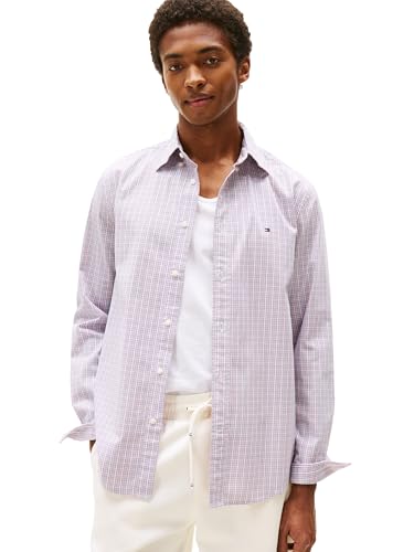 Tommy Hilfiger Men's Flex Poplin Small Tartan Regular Long Sleeve