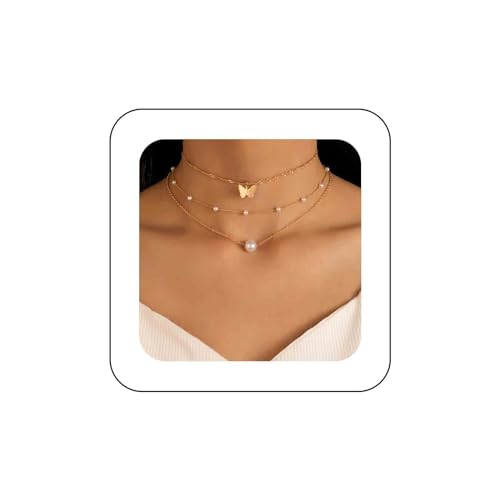 Dervivea Bohème Schichtung Halskette Choker Kette Gold Schmetterling...