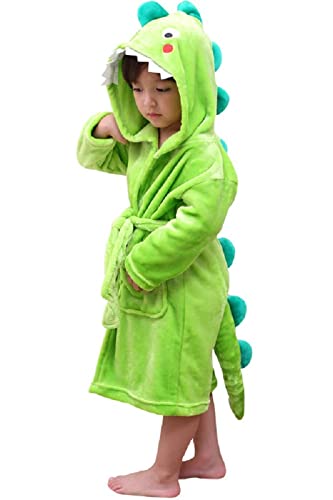 LOLANTA Toddlers Hooded Bathrobe Soft Animal Plush Robe for Boys'