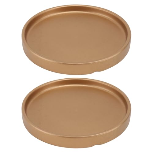 HEMOTON 2 Stück Blumentopf Untersetzer Keramik Blumentopfuntersetzer Pflanzkübel Untersetzer Pflanzen Untertopf Pflanzenuntersetzer Runde Paletten für Drinnen Und Draußen,15 cm Golden