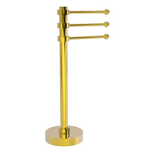 Allied Brass 973-PB Vanity Top 3 Swing Arm Guest Towel Holder, Polished Brass