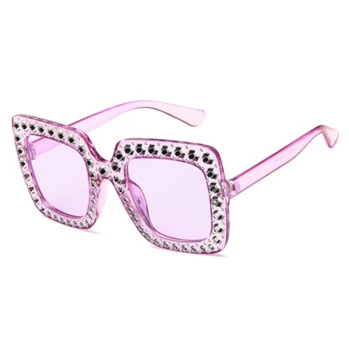 Lunettes de soleil de luxe à strass monture oversize vintage