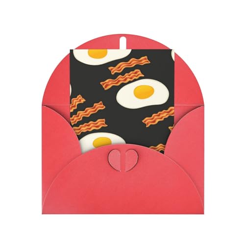 誕生日グリーティングカード ベーコンと卵 かわいい 可愛い 封筒付 ギフト クリスマス バースデーカード フェスティバルパーティー招待状カップルクリスマスカード Red