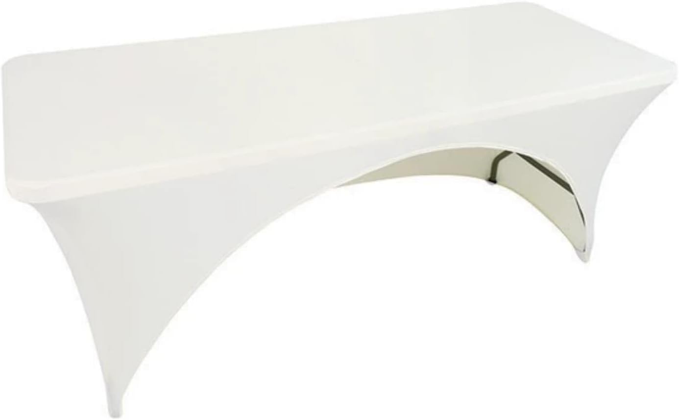KIJyfgTR Rectangular Spandex Tablecloth – Ideal For Weddings And Birthdays(Milky White,6FT 183x76cm)