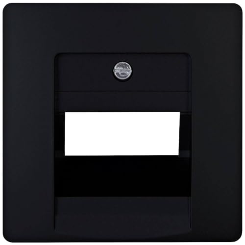 Kopp PARIS UAE-Netzwerkdose-Abdeckung in Matt-Schwarz - 5,7 x 5,7 cm - Hochwertiger Unterputz-Rahmen für 1–2 Anschlüsse - Stilvolle IP20 LAN-Dosen-Abdeckung aus Kunststoff