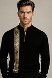 Elyora Mens Track Suits 2 Piece Set Jogging Suit Gold Greek Sweatpants Zip Pullover Matching Pants Workout Sweat Pant Set (US, Alpha, Large, Regular, Regular, Black)