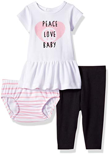 Hanes Baby Flexy Short Sleeve Tunic with Diaper Cover and Legging Set, Pink Fun, 12-18 Months