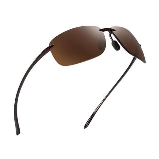 JIM HALO Gafas de Sol Deportivas Polarizadas para Hombres y Mujeres TR90 Marco Sin Montura para Correr, Pescar, Andar en Bicicleta, Conducir Marrón