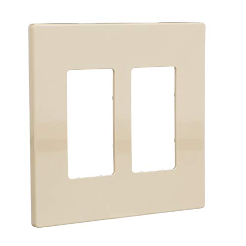 Image of Eaton PJS262V Decorator Screwless Wallplate, 2-Gang, Ivory
