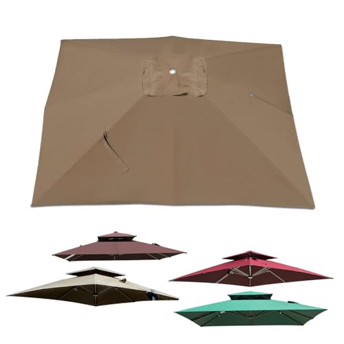 AGKANVCVNT Tela De Repuesto Parasol 300x300cm 250x250cm Toldo De Repuesto para Sombrilla Cuadrada, Protección UV 30+ Toldo De Recambio Impermeable(Khaki,250x250cm(8x8ft))