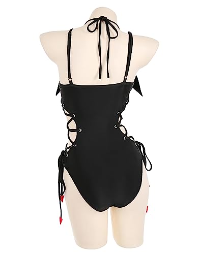 MEOWCOS Women's One Piece Swimsuits Gothic Swimsuit Devil Wings Tummy Control Bathing Suit One-Piece Swimwear3