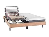 Vente-unique - Lit électrique de Relaxation Lattes et plots + Matelas mémoire de Forme - 2 x 80 x 200 cm - Chêne - DIONYSOS de YSMÉE