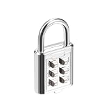 M METERXITY 6-cyfrowa kłódka szyfrowy – kłódka ze stopu cynku do wewnątrz i na zewnątrz, blokada przyciskowa, zastosowanie do bramy na siłownię (4 mm, srebrny odcień)