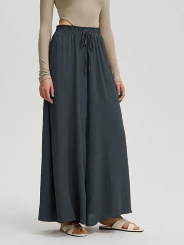 Image of KOTTY Women's Relaxed Fit Wide-Leg Drawstring Palazzo Trouser for Everyday Comfort & Style