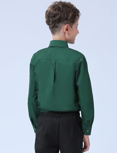 A&J DESIGN Boys Dress Shirt Kid Long Sleeve Formal Uniform School Oxford Button Up Shirt with Tie and Handkerchief4