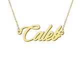 Aoloshow 18k Gold Plated Caleb Name Necklace Womens Mens Nameplate Initial Necklaces Stainless Steel Jewelry for Valentine Day
