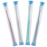 SOLUSTRE 4 Stück Pack Zahnbürsten für Erwachsene Weiche Borsten Tragbar mit Praktischem Reiseetui Sanfte Reinigung für Empfindliches Zahnfleisch Geeignet für Unterwegs und Schwangerschaft