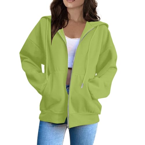 Lainuyoah Lightweight Zip Up Sweatshirts For Women Drawstring Cute Hoodies Fall Jacket Plus Size Casual Blouse with Pockets