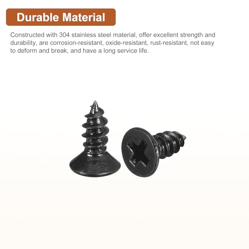 Image of DTGN 100Pcs 4 inch x1 /4 inch Flat Head Wood Screws, Self Tapping Screws Black