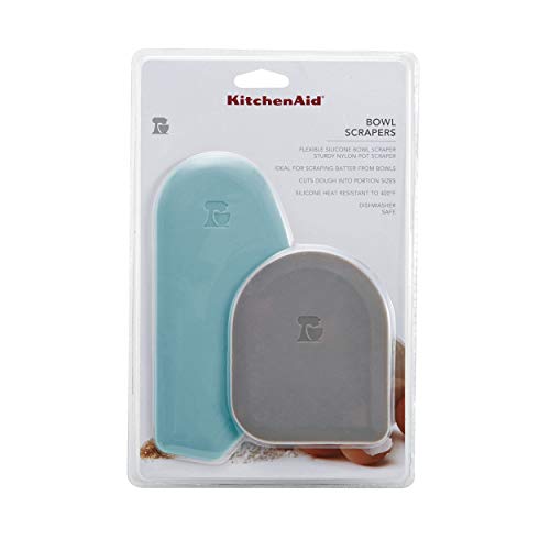 Raspador de tigela KitchenAid Gourmet, conjunto com 2, Aqua Sky/Sorm Grey