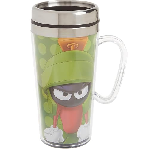 Spoontiques - Insulated Travel Mug - Marvin The Martian Coffee Cup - Coffee Lovers Gift - Funny Coffee Mug - 14 oz - Green