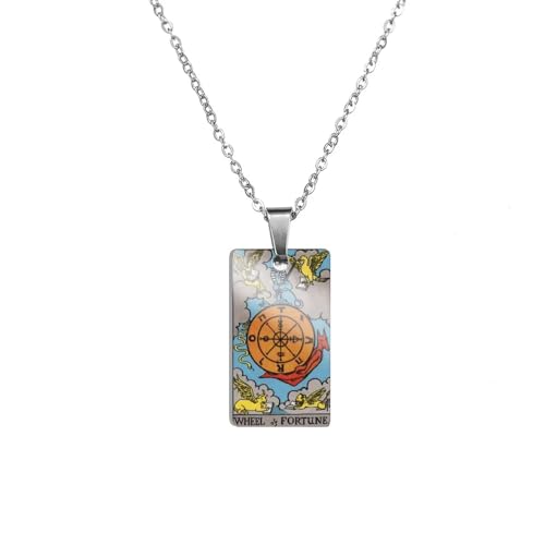 925 Sterling Silver Gothic Tarot Card Necklace For Women And Men - Sun Star Moon Strength Justice Pendant Necklaces Lucky Amulet Charm Tarot Card Necklace Arcana Celestial Necklace Good Luck Amulet