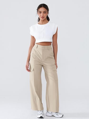 Wide Leg Cargo Pants Women High Waist Hiking Pants Stretchy Lightweight Baggy Trousers Work Pants2