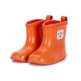 [Osrovernal] ながぐつ 子供 レインブーツ キッズ 女の子 男の子 恐竜 かわいい 子供用長靴 ベビー レインシューズ 厚底 雨靴 梅雨対策 防水 通園 通学 幼稚園 (オレンジ, 日本の靴のサイズ寸法, キッズ, 数値, 17.0 cm)