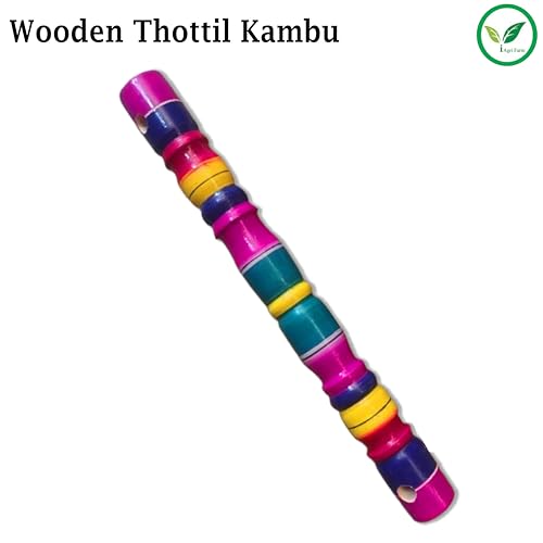 Image of Wooden Thottil Kambu Mulitcolor with 5m Rope and Egg Shaker Rattle